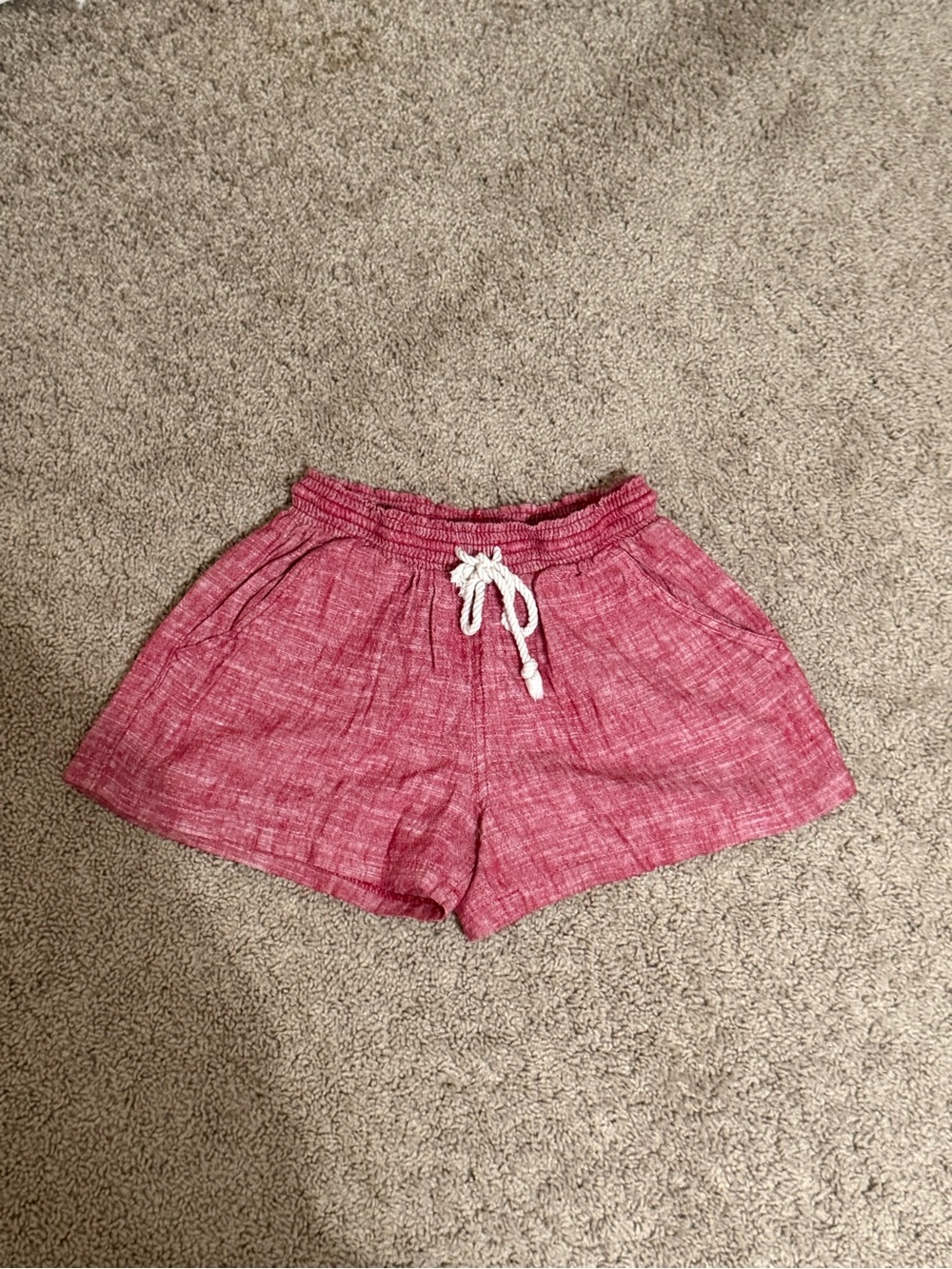 Mossimo Supply Co. Raspberry Red Drawstring Linen-Blend Shorts